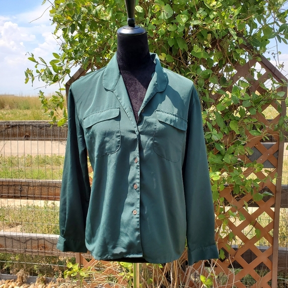 Worthington Women's Petite Green Button-Up Blouse Size 6P EUC - Picture 1 of 11